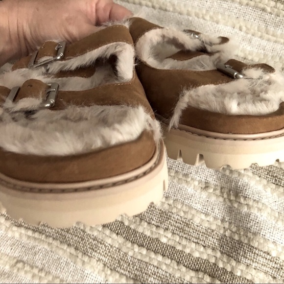 NWOT Dolce Vita | Saddle Tan Leather Suede Sandals & Super Soft Faux Fur Lining - Picture 5 of 13
